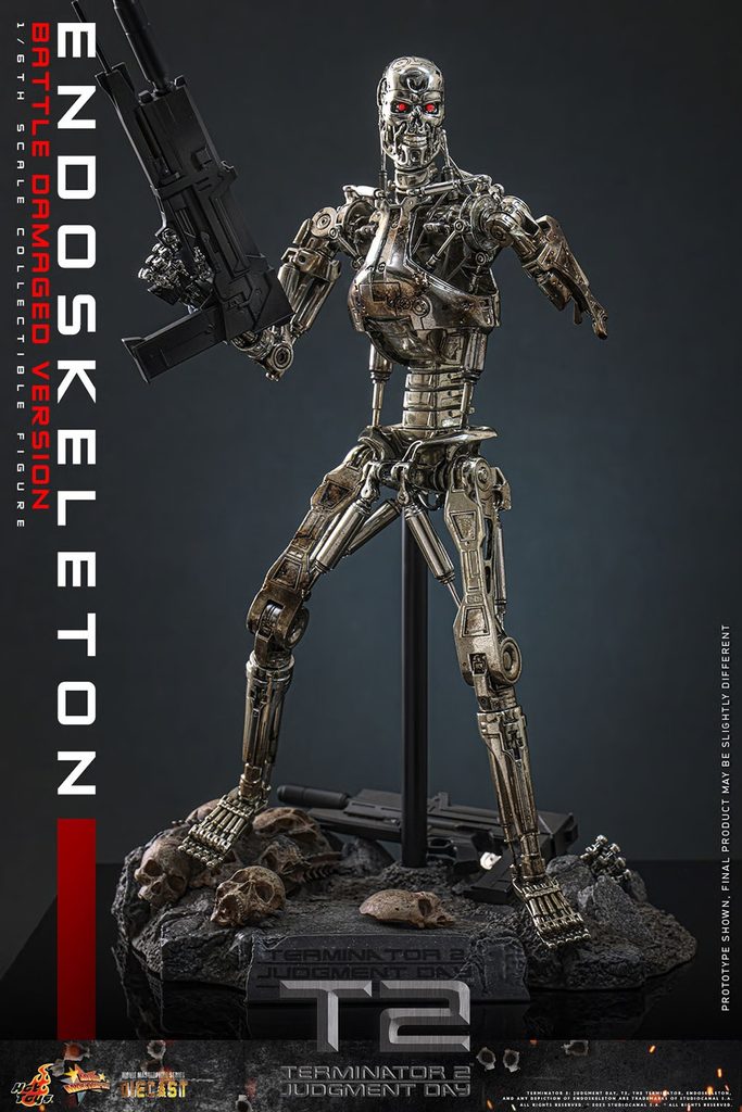 Hot Toys – Endoskeleton (Battle Damaged Version) – MMS840D77 Diecast mit LED-Augen aus Terminator 2