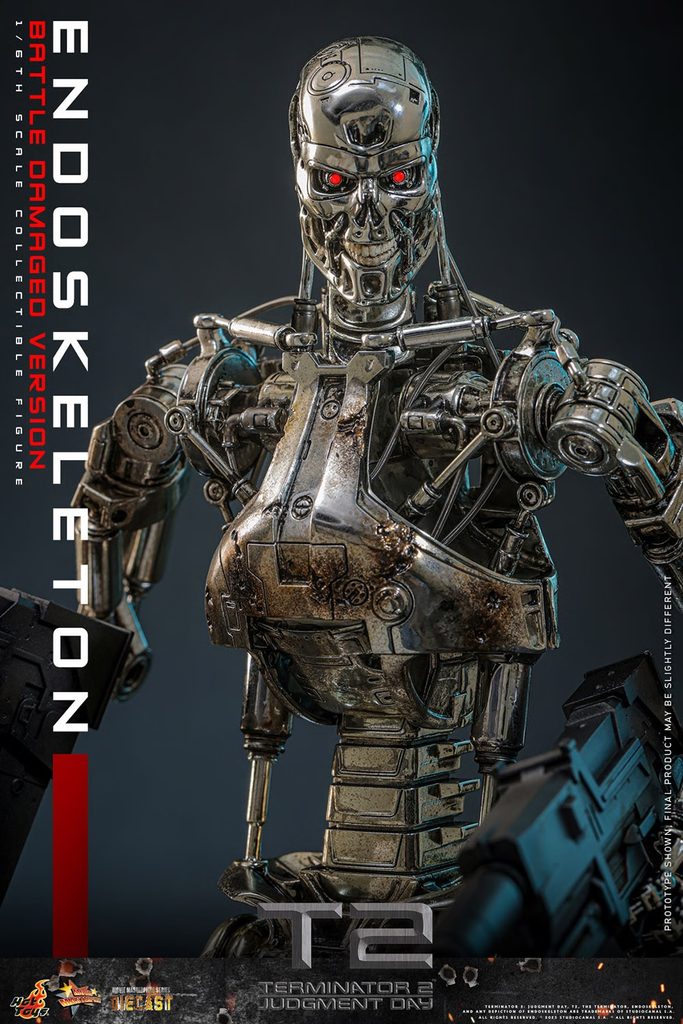 Hot Toys – Endoskeleton (Battle Damaged Version) – MMS840D77 Diecast mit LED-Augen aus Terminator 2