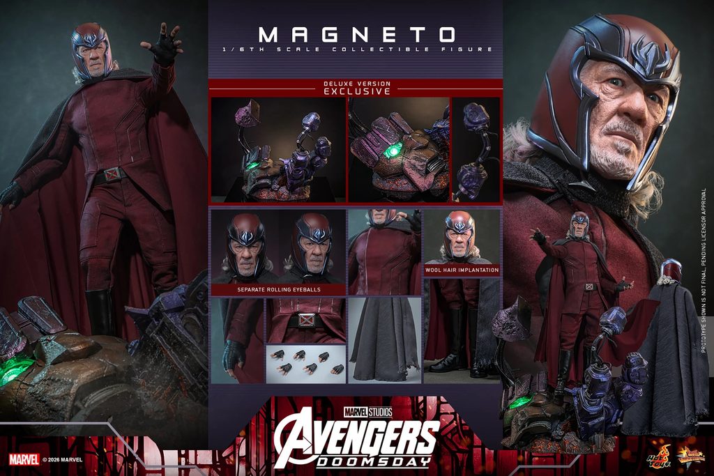 Hot Toys – Magneto (Deluxe Version) – MMS913 mit leuchtender Sentinel-Base aus Avengers: Doomsday